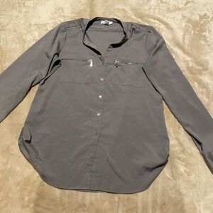 Calvin Klein Charcoal Button-Down business casual wear comfortable blouse